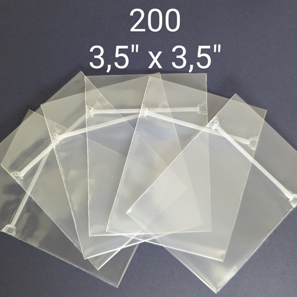 Clear Zip Seal Plastic Bags 3,5 x 3,5 4MIL Reclosable Top Lock Zipper Baggies